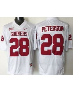 Sooners #28 Adrian Peterson White Stitched NCAA Jersey
