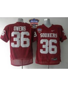 Sooners #36 Steve Owens Red 2014 Sugar Bowl Patch Stitched NCAA Jersey