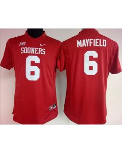 Sooners #6 Baker Mayfield Red Women's Stitched NCAA Jersey