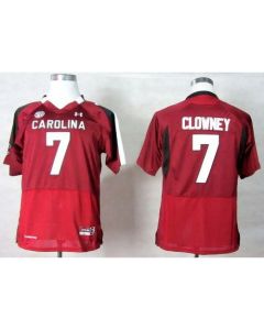 South Carolina #7 Javedeon Clowney Red SEC Patch Stitched Youth NCAA Jersey