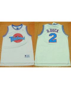 Space Jam Tune Squad #2 Daffy Duck White Movie Stitched Basketball Jersey