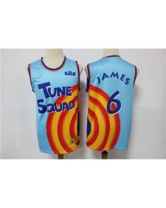 Space Jam Tune Squad #6 Lebron James Blue Stitched Jersey