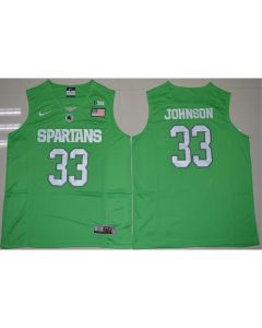 Spartans #33 Magic Johnson Apple Green Authentic Basketball Stitched NCAA Jersey
