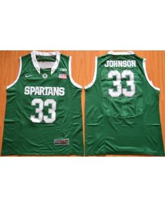 Spartans #33 Magic Johnson Green Authentic Basketball Stitched NCAA Jersey