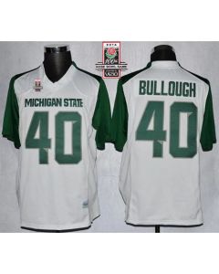 Spartans #40 Max Bullough White/Green 2014 Rose Bowl Patch Stitched NCAA Jersey