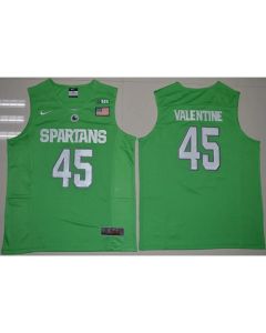 Spartans #45 Denzel Valentine Apple Green Authentic Basketball Stitched NCAA Jersey