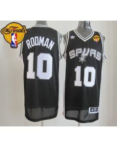 Spurs #10 Dennis Rodman Black Finals Patch Revolution 30 Stitched NBA Jersey