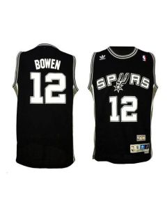Spurs #12 Bruce Bowen Black Throwback Stitched NBA Jersey