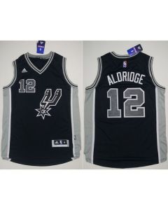 Spurs #12 LaMarcus Aldridge Black New Road Stitched NBA Jersey