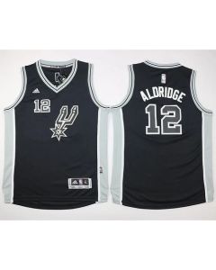 Spurs #12 LaMarcus Aldridge Black New Road Youth Stitched NBA Jersey