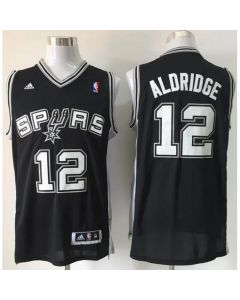 Spurs #12 LaMarcus Aldridge Black Road Stitched NBA Jersey