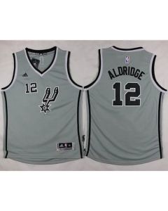 Spurs #12 LaMarcus Aldridge Grey Youth Stitched NBA Jersey