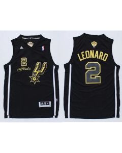 Spurs #2 Kawhi Leonard Black(Gold No.) Champions Stitched NBA Jersey