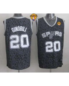 Spurs #20 Manu Ginobili Black Crazy Light Finals Patch Stitched NBA Jersey