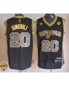 Spurs #20 Manu Ginobili Black Electricity Fashion Finals Patch Stitched NBA Jersey