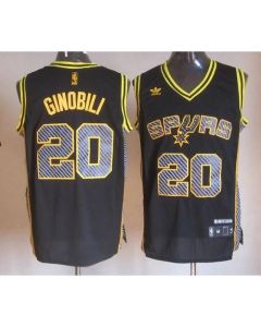 Spurs #20 Manu Ginobili Black Electricity Fashion Stitched NBA Jersey