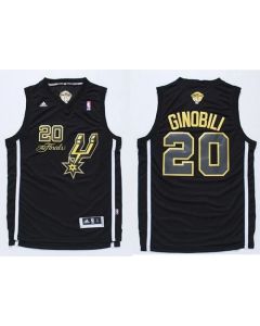 Spurs #20 Manu Ginobili Black(Gold No.) Champions Stitched NBA Jersey