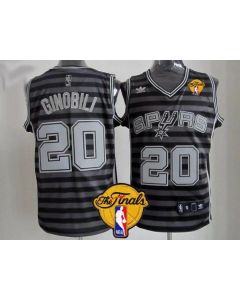 Spurs #20 Manu Ginobili Black/Grey Groove Finals Patch Stitched NBA Jersey