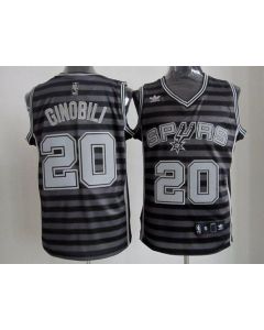 Spurs #20 Manu Ginobili Black/Grey Groove Stitched NBA Jersey