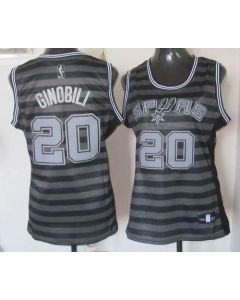 Spurs #20 Manu Ginobili Black/Grey Women's Groove Stitched NBA Jersey