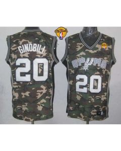Spurs #20 Manu Ginobili Camo Stealth Collection Finals Patch Stitched NBA Jersey