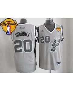Spurs #20 Manu Ginobili Grey Alternate Finals Patch Stitched NBA Jersey