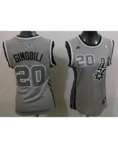 Spurs #20 Manu Ginobili Grey Alternate Women's Stitched NBA Jersey