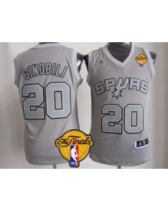 Spurs #20 Manu Ginobili Grey Big Color Fashion Finals Patch Stitched NBA Jersey