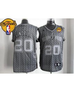 Spurs #20 Manu Ginobili Grey Static Fashion Finals Patch Stitched NBA Jersey