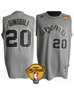 Spurs #20 Manu Ginobili Grey Throwback Finals Patch Stitched NBA Jersey