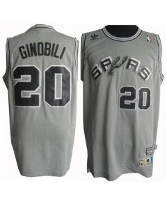 Spurs #20 Manu Ginobili Grey Throwback Stitched NBA Jersey