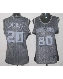 Spurs #20 Manu Ginobili Grey Women's Static Fashion Stitched NBA Jersey