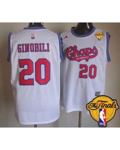 Spurs #20 Manu Ginobili White ABA Hardwood Classic Finals Patch Stitched NBA Jersey