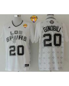Spurs #20 Manu Ginobili White New Latin Nights Finals Patch Stitched NBA Jersey