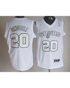 Spurs #20 Manu Ginobili White Winter On-Court Stitched NBA Jersey
