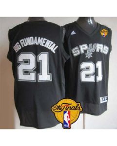 Spurs #21 Tim Duncan Black Big Fundamental Finals Patch Stitched NBA Jersey
