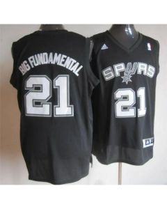 Spurs #21 Tim Duncan Black Big Fundamental Stitched NBA Jersey