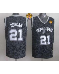 Spurs #21 Tim Duncan Black Crazy Light Finals Patch Stitched NBA Jersey