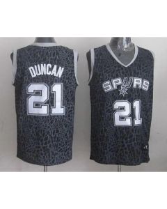 Spurs #21 Tim Duncan Black Crazy Light Stitched NBA Jersey