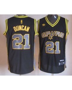 Spurs #21 Tim Duncan Black Electricity Fashion Stitched NBA Jersey