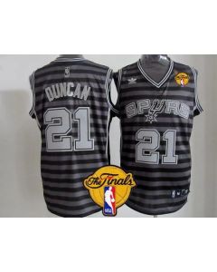 Spurs #21 Tim Duncan Black/Grey Groove Finals Patch Stitched NBA Jersey