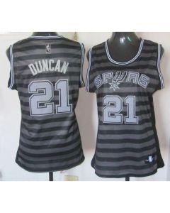 Spurs #21 Tim Duncan Black/Grey Women's Groove Stitched NBA Jersey