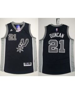 Spurs #21 Tim Duncan Black New Road Stitched NBA Jersey
