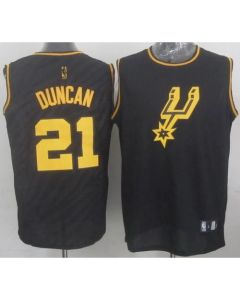 Spurs #21 Tim Duncan Black Precious Metals Fashion Stitched NBA Jersey