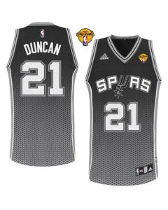 Spurs #21 Tim Duncan Black Resonate Fashion Swingman Finals Patch Stitched NBA Jersey