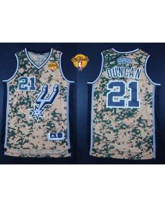Spurs #21 Tim Duncan Camo Finals Patch Stitched NBA Jersey