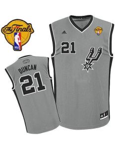 Spurs #21 Tim Duncan Grey Alternate Finals Patch Stitched NBA Jersey