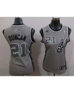 Spurs #21 Tim Duncan Grey Alternate Women's Stitched NBA Jersey