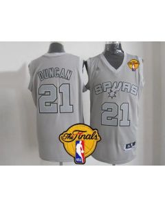 Spurs #21 Tim Duncan Grey Big Color Fashion Finals Patch Stitched NBA Jersey
