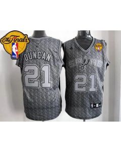 Spurs #21 Tim Duncan Grey Static Fashion Finals Patch Stitched NBA Jersey